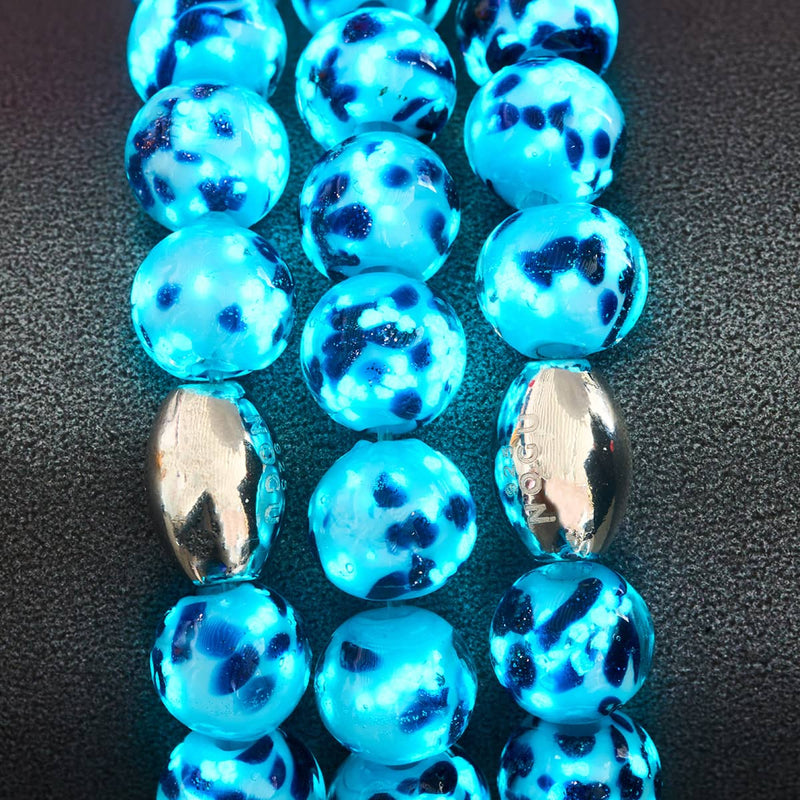 Blaue Gischt | 925 Sterling Silber | Glühwürmchen-Glasarmband