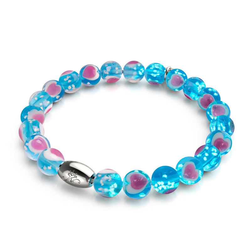Blau x Pink | 925 Sterling Silber | Firefly Glas Liebesarmband