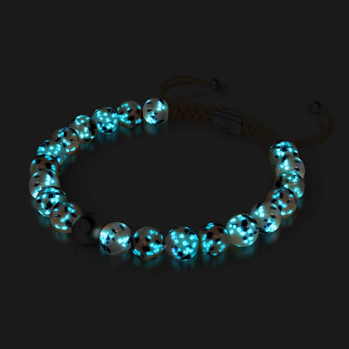 Blaubeer-Cobbler | Silber | Glühwürmchen-Glas-Makramee-Armband