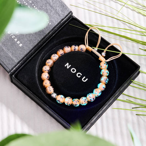 Blaubeer-Cobbler | Silber | Glühwürmchen-Glas-Makramee-Armband