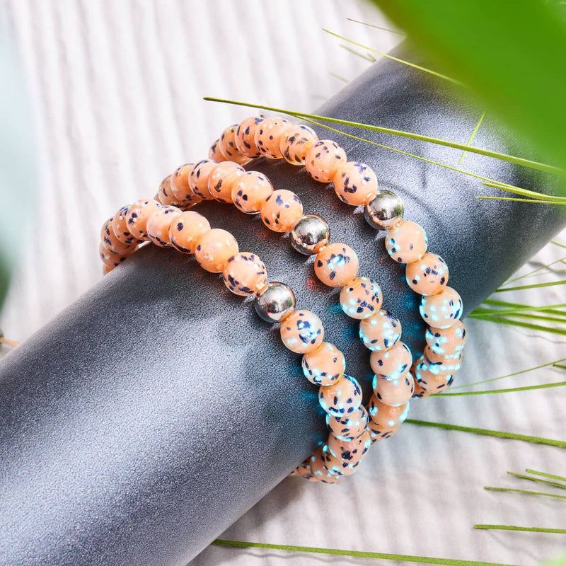 Blaubeer-Cobbler | Silber | Glühwürmchen-Glas-Makramee-Armband