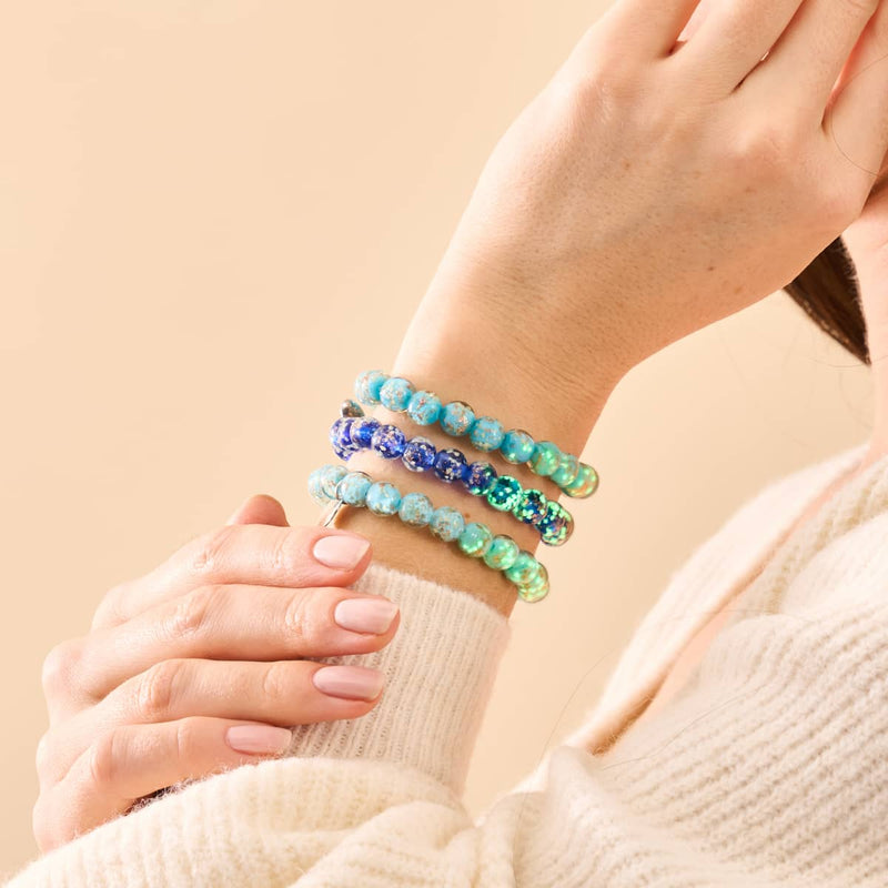 Himmelblau | 925er Sterlingsilber | Glühwürmchen-Glasarmband