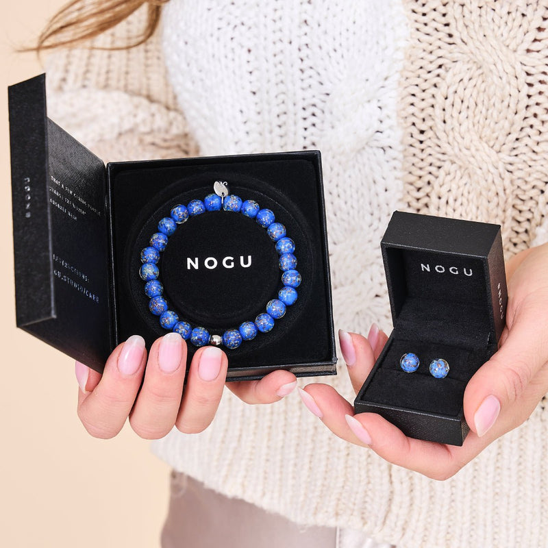 Kobalt | 925er Sterlingsilber | Glühwürmchen-Glasarmband