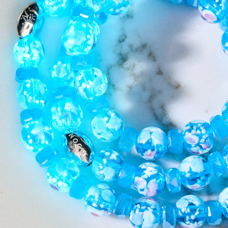 Kornblumenblüten | 925 Sterling Silber | Glühwürmchen-Glasblütenarmband