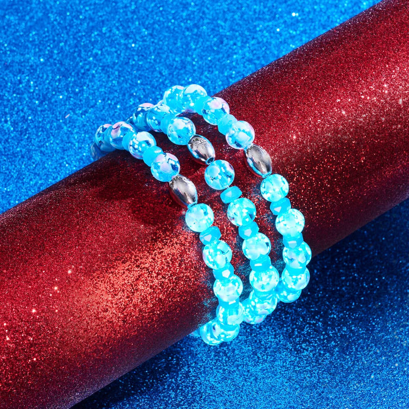 Kornblumenblüten | 925 Sterling Silber | Glühwürmchen-Glasblütenarmband