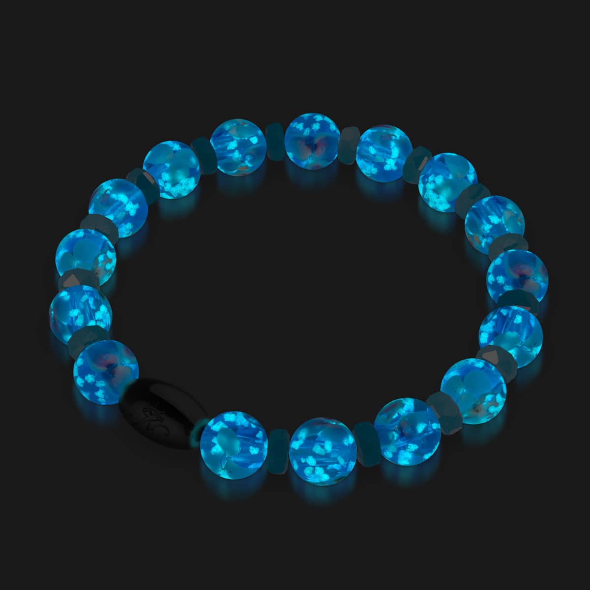 Kornblumenblüten | 925 Sterling Silber | Glühwürmchen-Glasblütenarmband