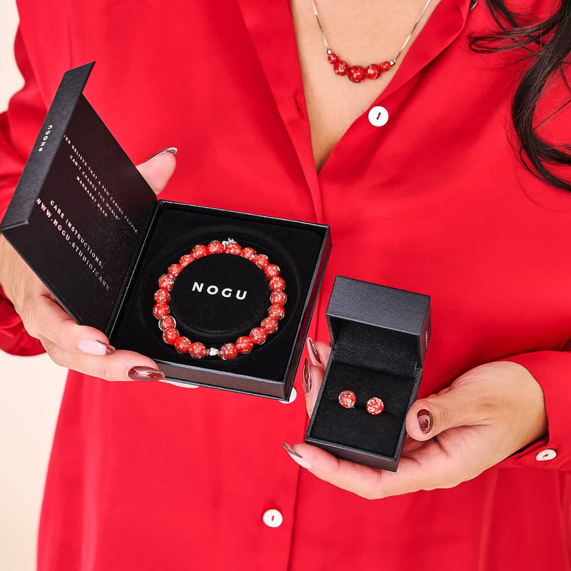 Purpurrot | 925 Sterling Silber | Glühwürmchen-Glasarmband