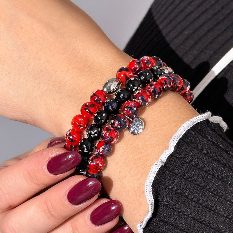 Feuer und Eis | 925 Sterling Silber | Glühwürmchen-Glasarmband