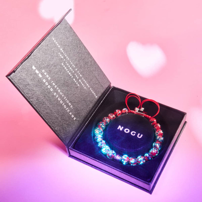 Feuer & Eis | Silber | Glühwürmchen-Glas-Makramee-Armband