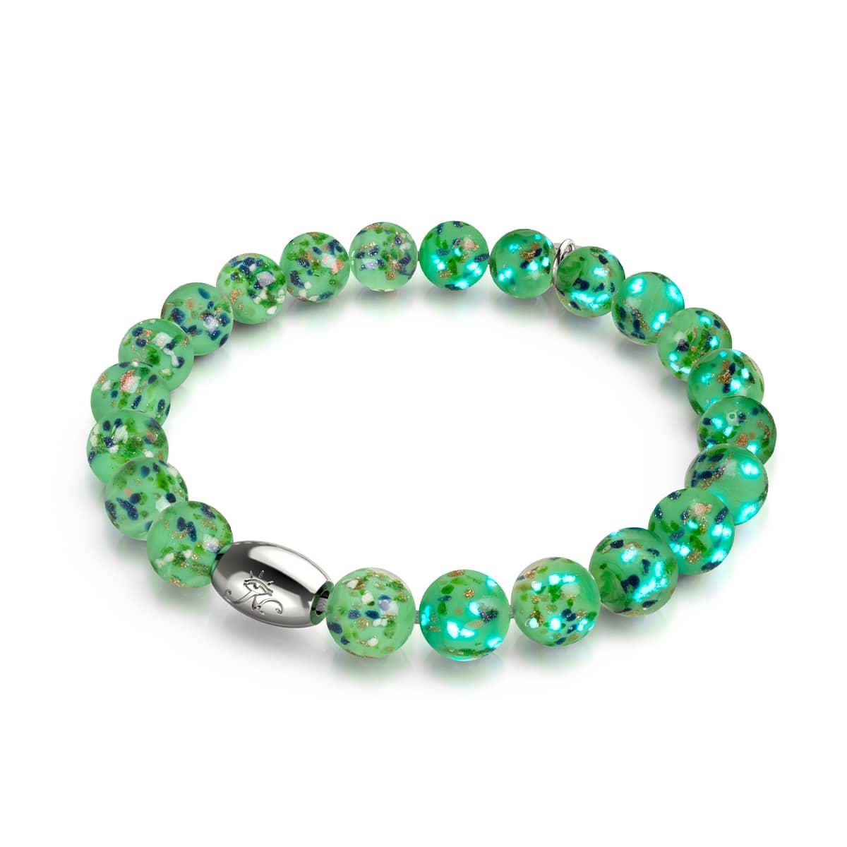 Glänzender Hain | 925 Sterling Silber | Glühwürmchen-Glasarmband