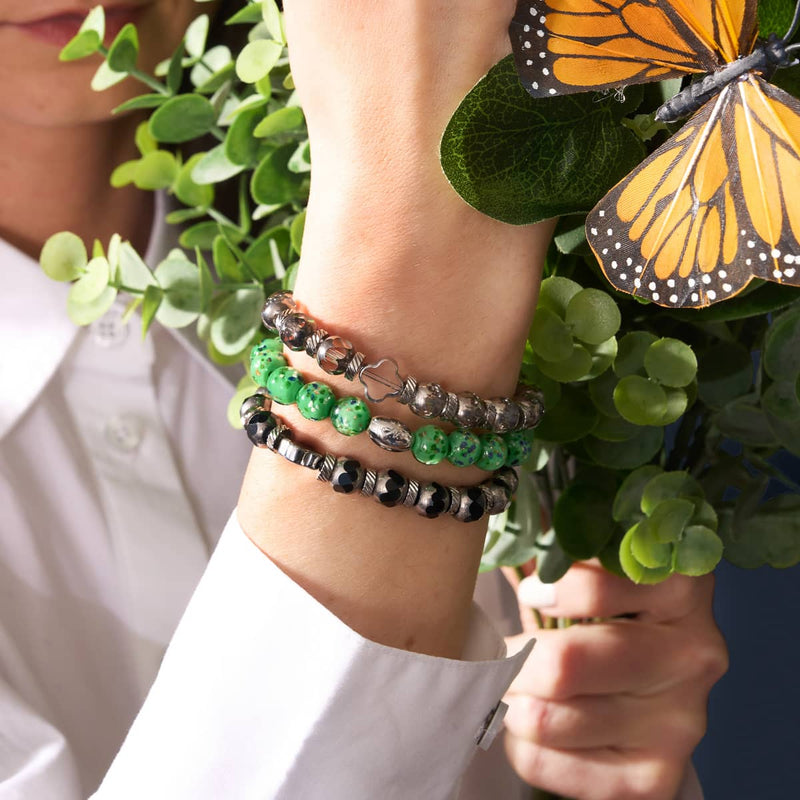 Glänzender Hain | 925 Sterling Silber | Glühwürmchen-Glasarmband