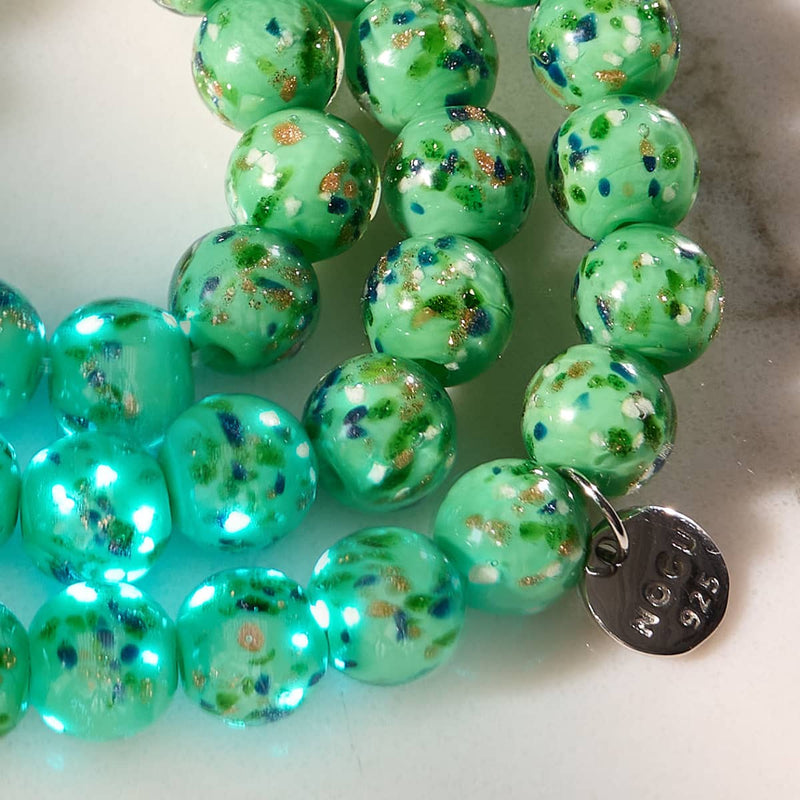 Glänzender Hain | 925 Sterling Silber | Glühwürmchen-Glasarmband