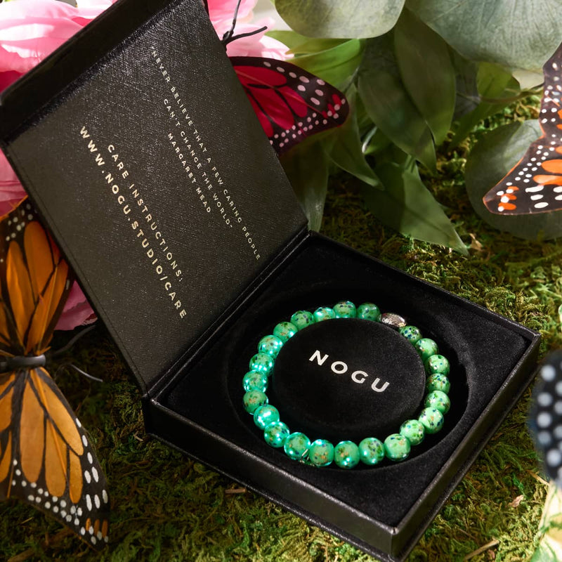 Glänzender Hain | 925 Sterling Silber | Glühwürmchen-Glasarmband