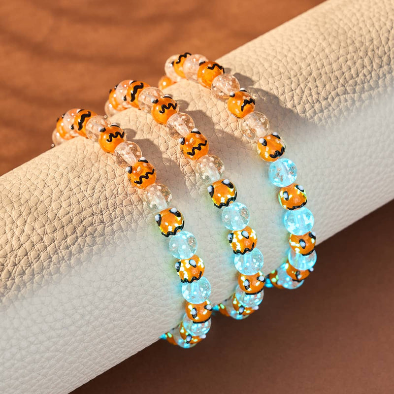 Glitzernde Kürbisse | Silber | Glühwürmchen-Glaskürbis-Armband