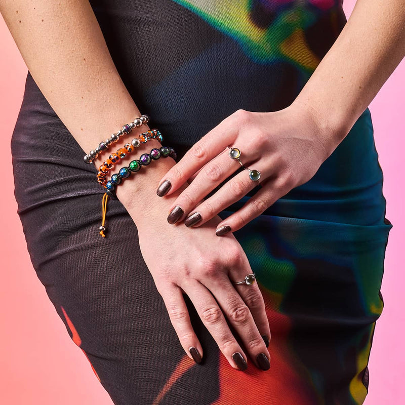 Glühende Glut | Silber | Glühwürmchen-Glas-Makramee-Armband