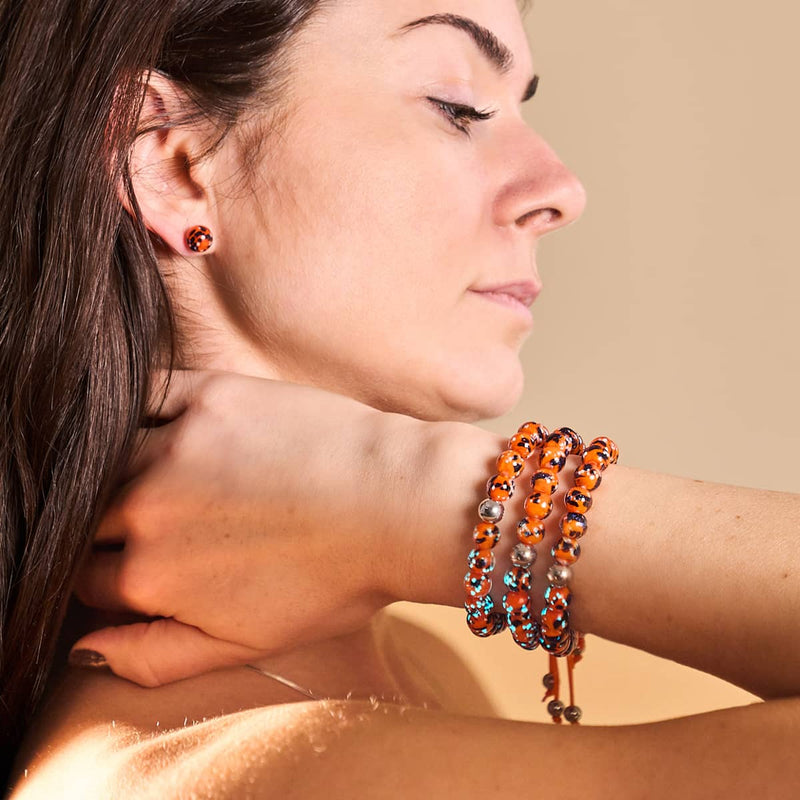 Glühende Glut | Silber | Glühwürmchen-Glas-Makramee-Armband