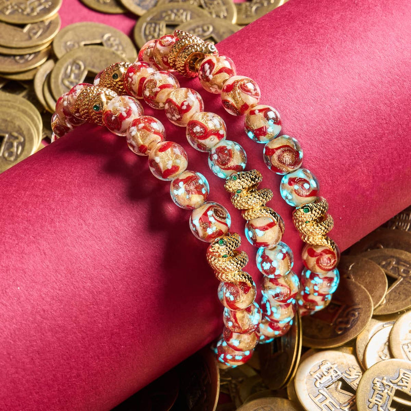 Goldene Schlange | Firefly Glas Wirbel Armband