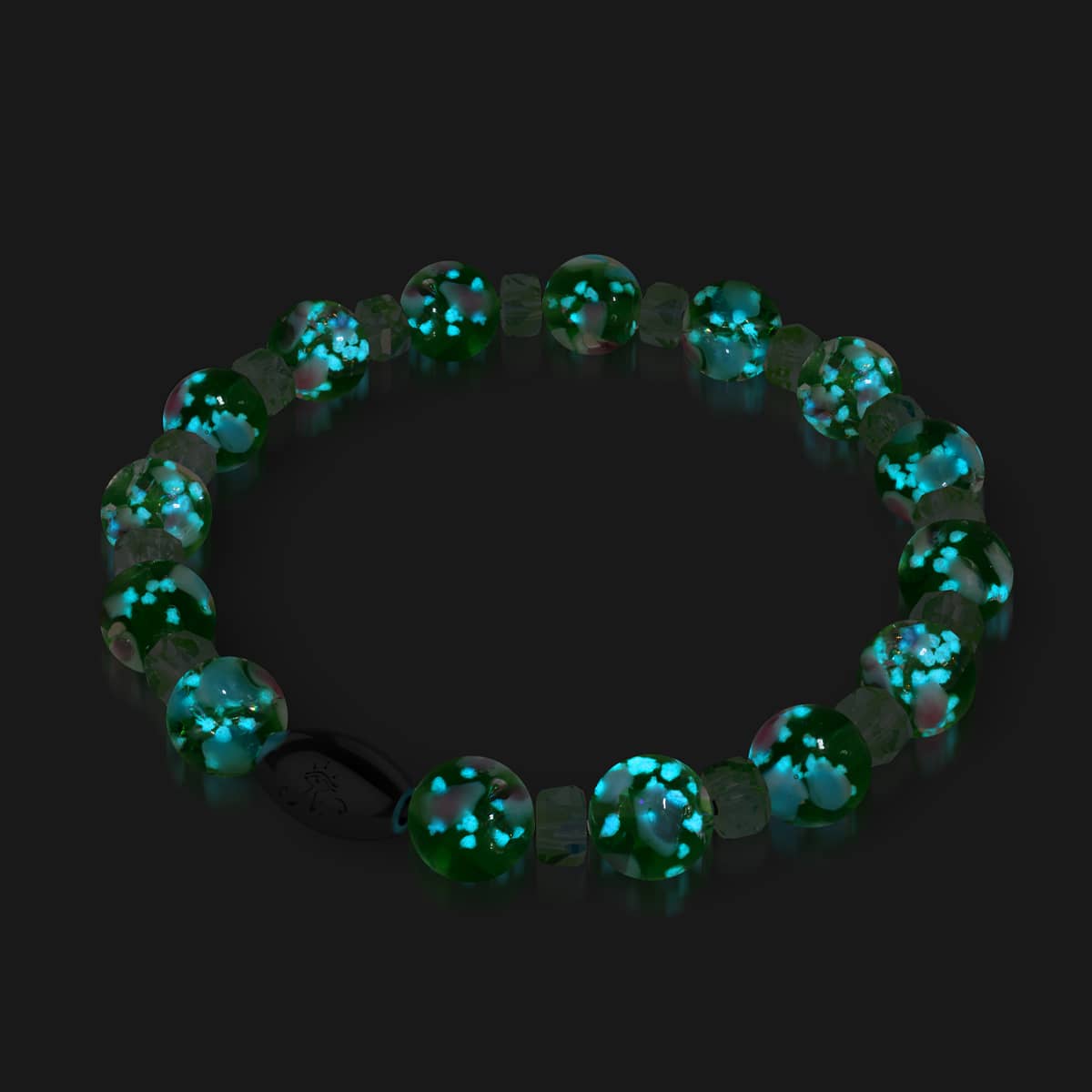 Grüne Orchidee | 925er Sterlingsilber | Glühwürmchen-Glasblütenarmband