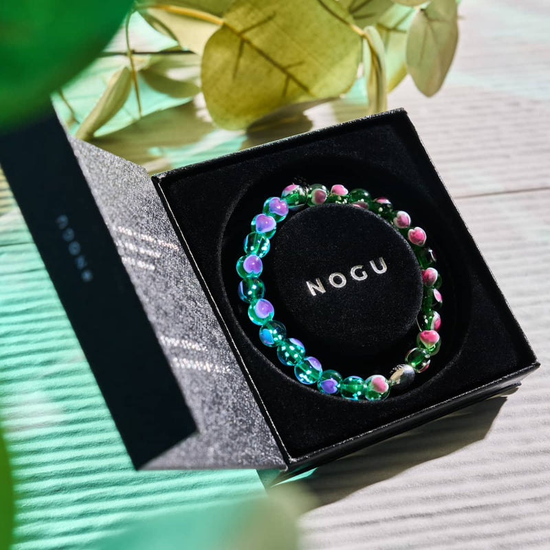 Grün x Pink | 925 Sterling Silber | Firefly Glas Liebesarmband