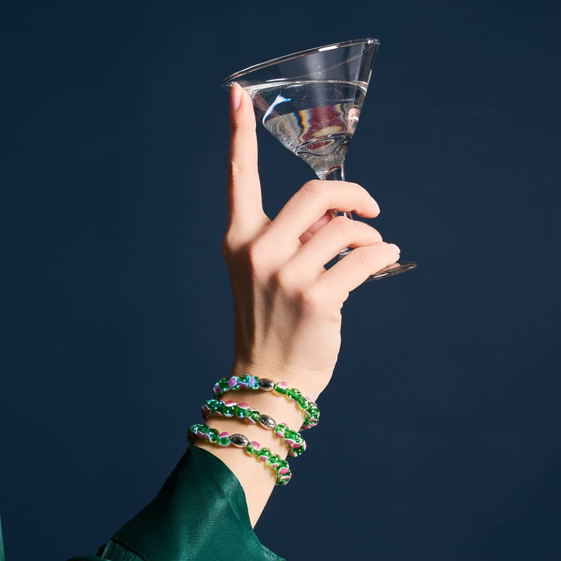 Grün x Pink | 925 Sterling Silber | Firefly Glas Liebesarmband