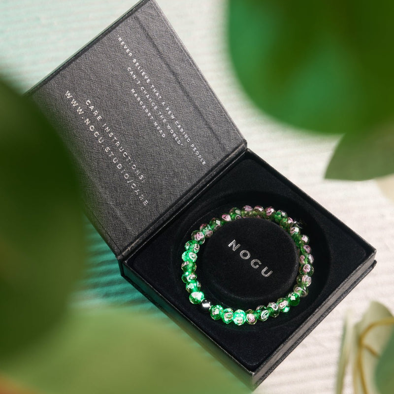 Grüne Zinnie | Firefly Glas Diamanten Armband