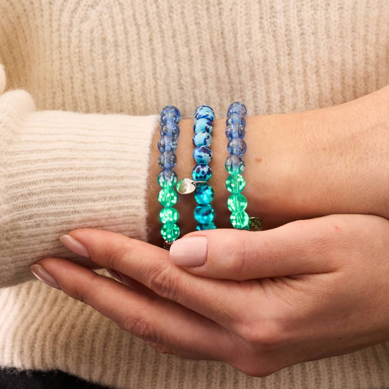 Indigo | 925er Sterlingsilber | Glühwürmchen-Glasarmband