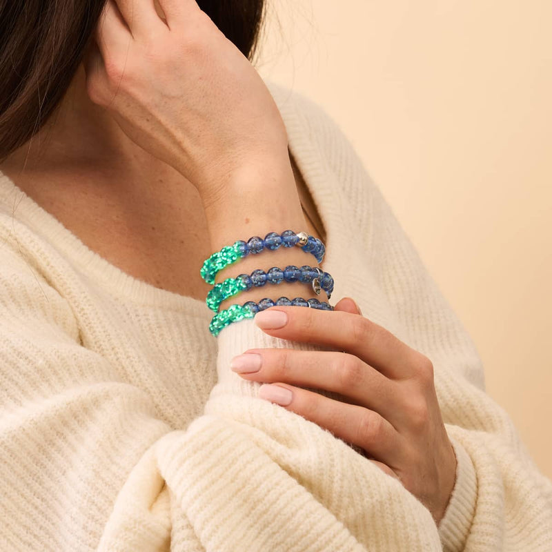 Indigo | 925er Sterlingsilber | Glühwürmchen-Glasarmband