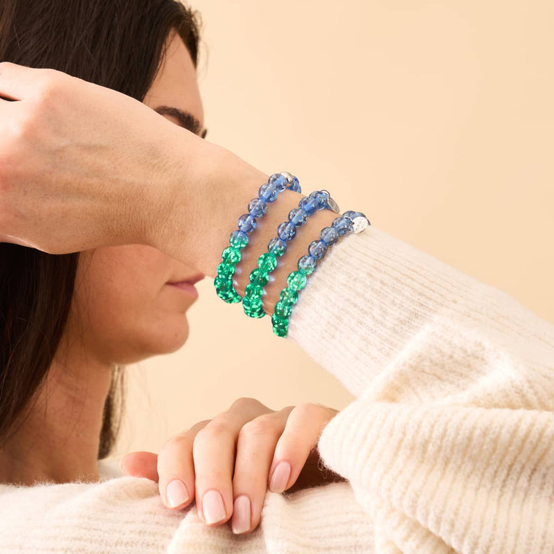 Indigo | 925er Sterlingsilber | Glühwürmchen-Glasarmband