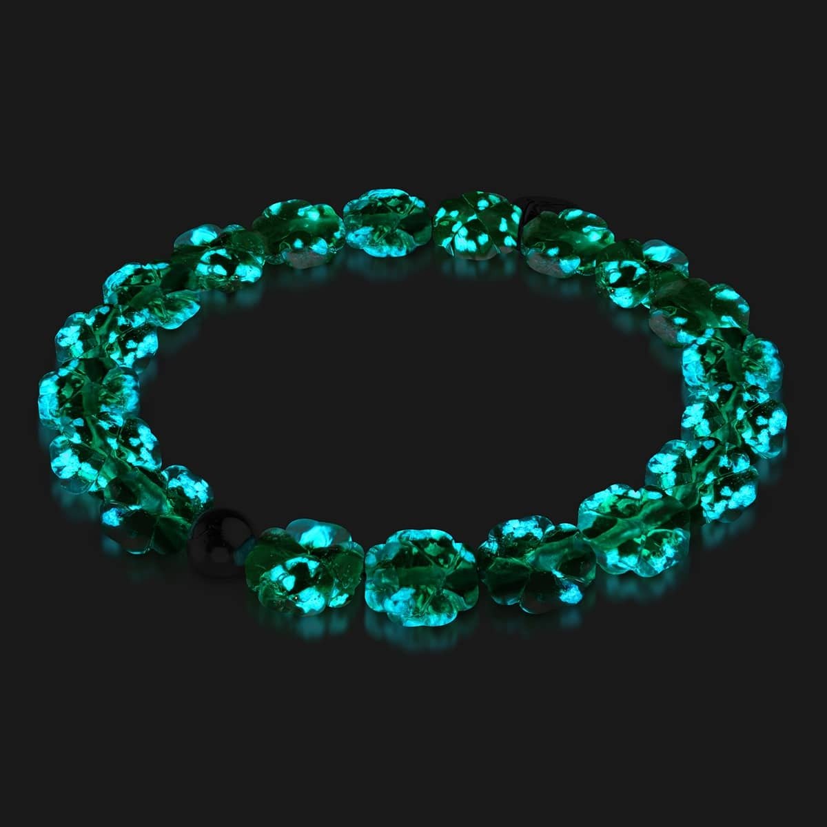 Leuchtendes Kleeblatt | Silber | Glühwürmchen-Glasklee-Armband