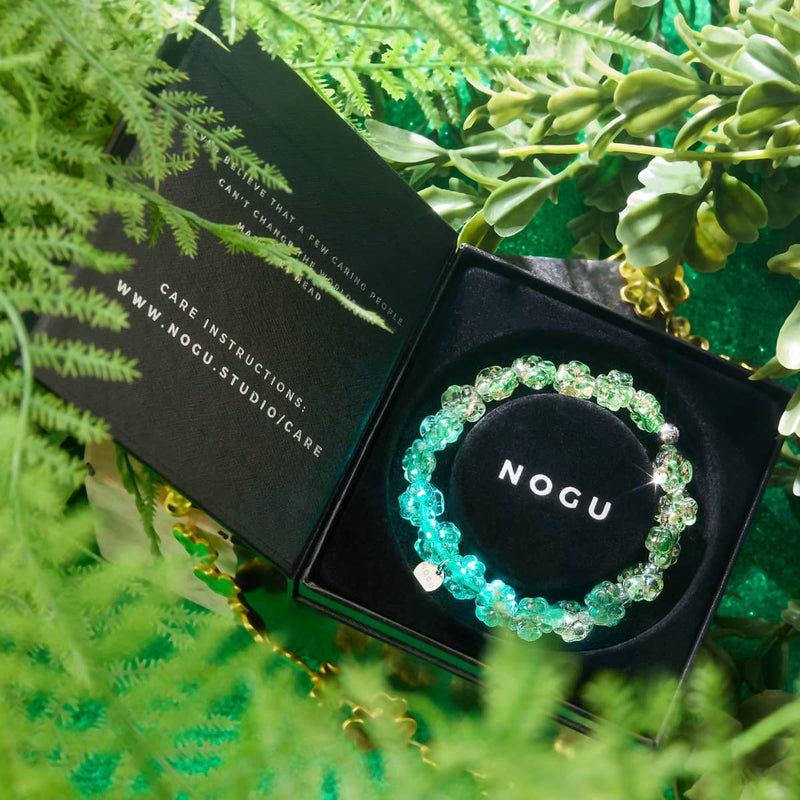 Leuchtendes Kleeblatt | Silber | Glühwürmchen-Glasklee-Armband