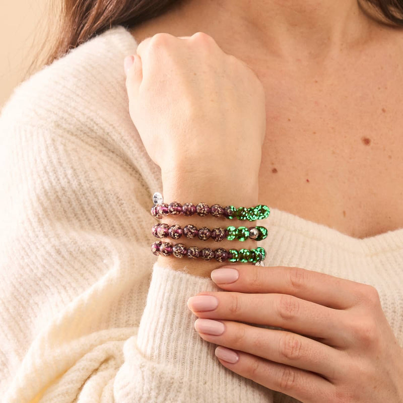 Merlot | 925er Sterlingsilber | Glühwürmchen-Glasarmband