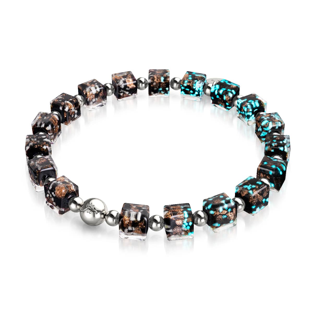 Obsidian | Silber | Firefly Glaskiesel-Armband
