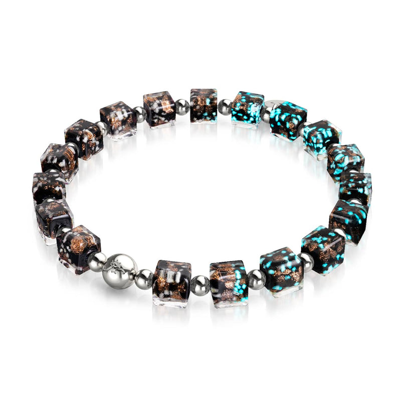Obsidian | Silber | Firefly Glaskiesel-Armband