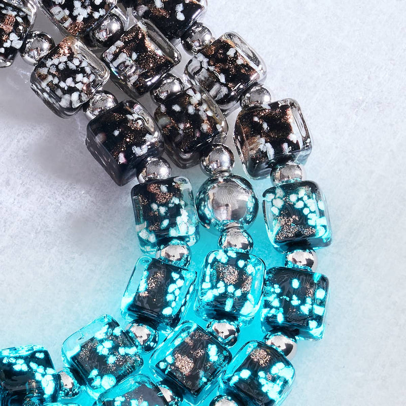 Obsidian | Silber | Firefly Glaskiesel-Armband