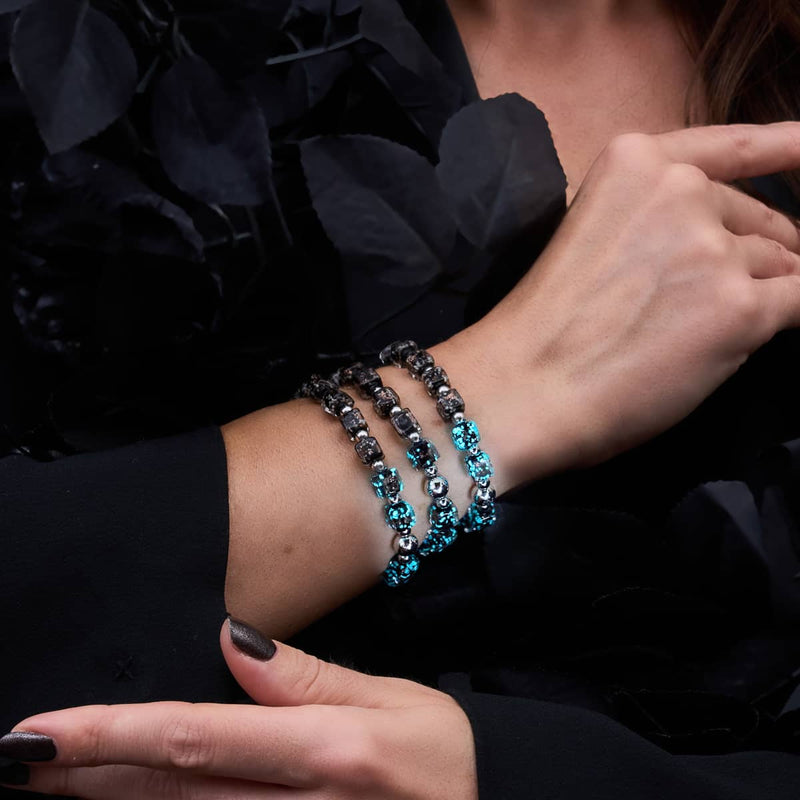 Obsidian | Silber | Firefly Glaskiesel-Armband