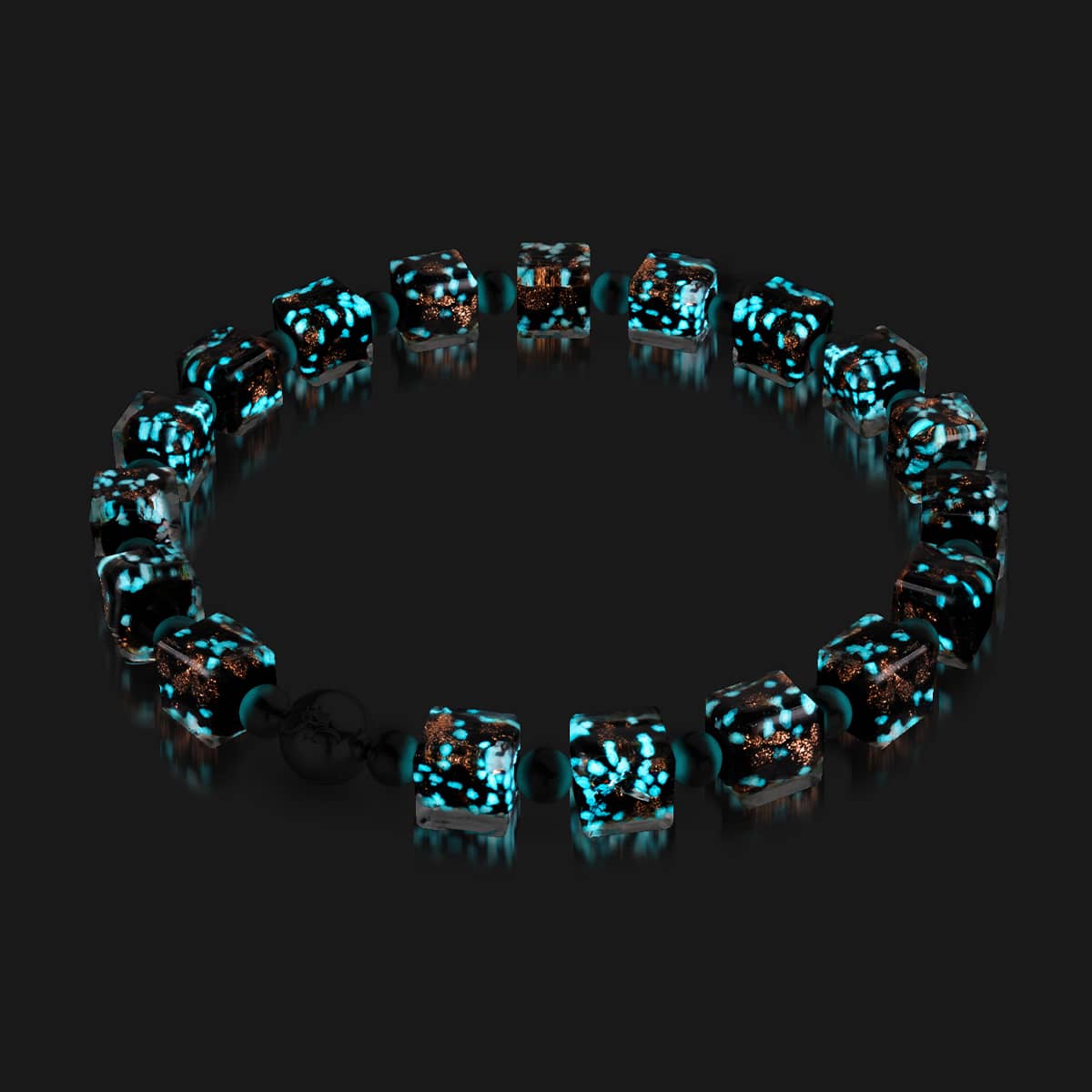 Obsidian | Silber | Firefly Glaskiesel-Armband