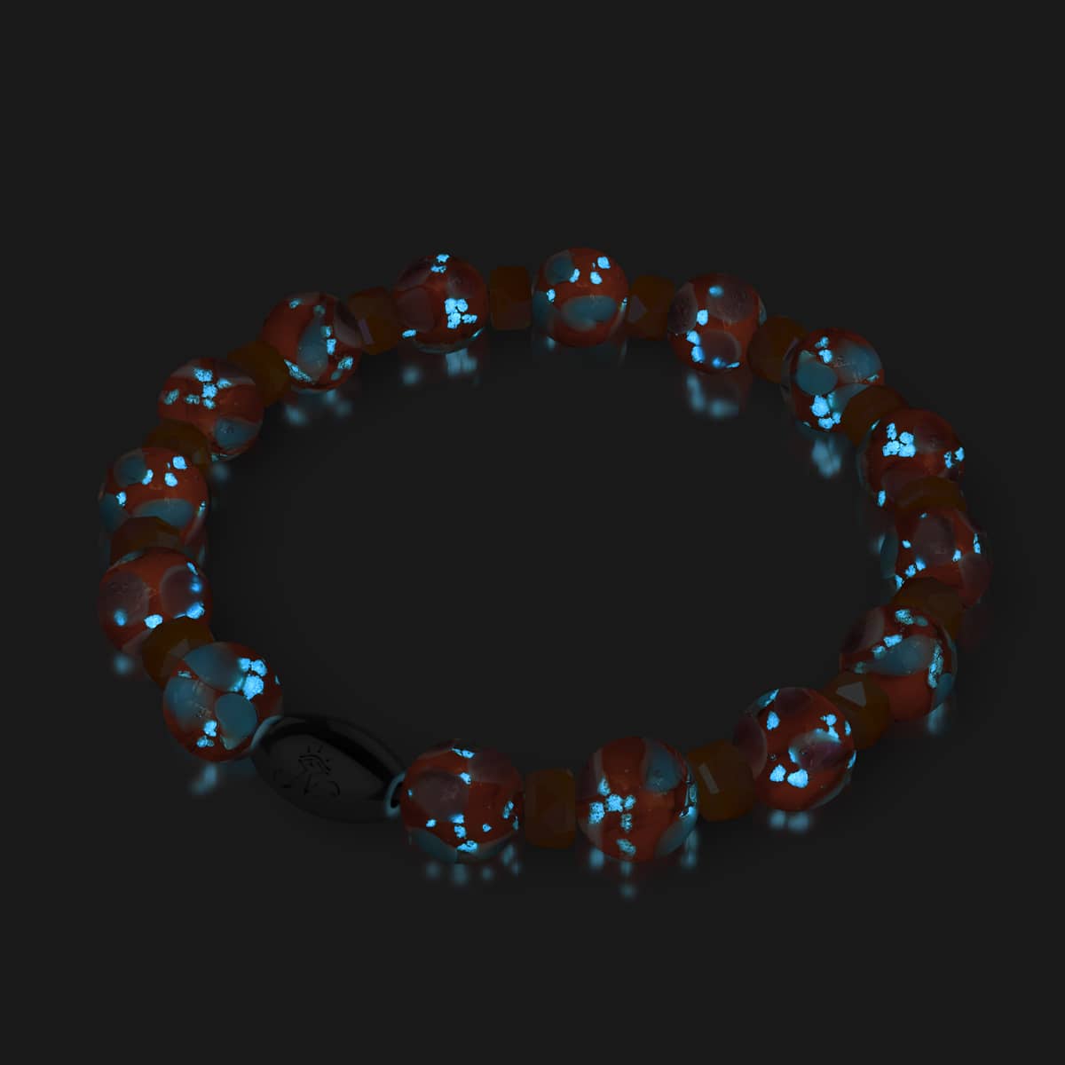 Orange Orchidee | 925 Sterling Silber | Glühwürmchen-Glasblütenarmband