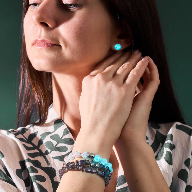 Orchideenblüten | 925er Sterlingsilber | Glühwürmchen-Glasblütenarmband