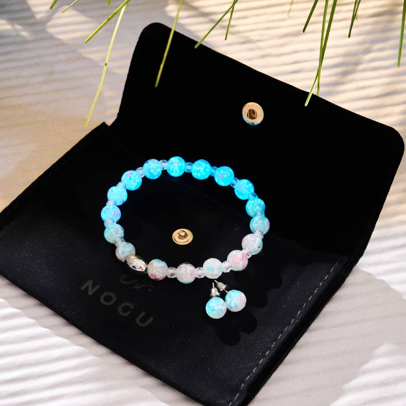 Orchid Blooms Firefly Glass Blossom Bracelet & Earrings Set