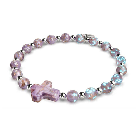 Immergrün | Silber | Glühwürmchen-Glaskreuz-Armband