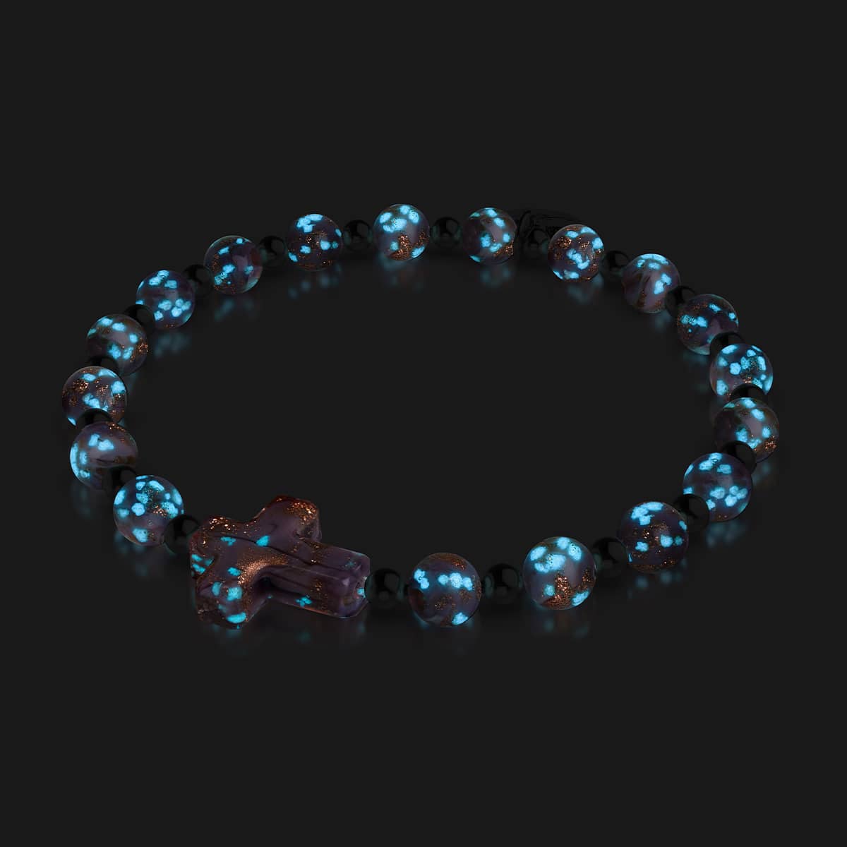 Immergrün | Silber | Glühwürmchen-Glaskreuz-Armband