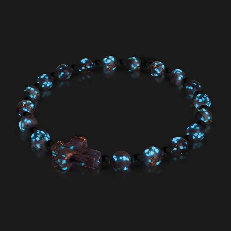 Immergrün | Silber | Glühwürmchen-Glaskreuz-Armband