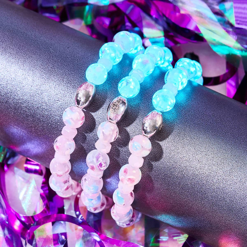 Rosa Orchidee | 925 Sterling Silber | Glühwürmchen-Glasblütenarmband