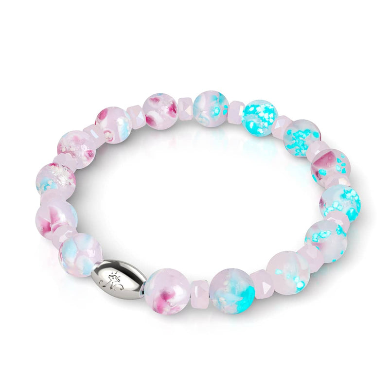 Rosa Orchidee | 925 Sterling Silber | Glühwürmchen-Glasblütenarmband