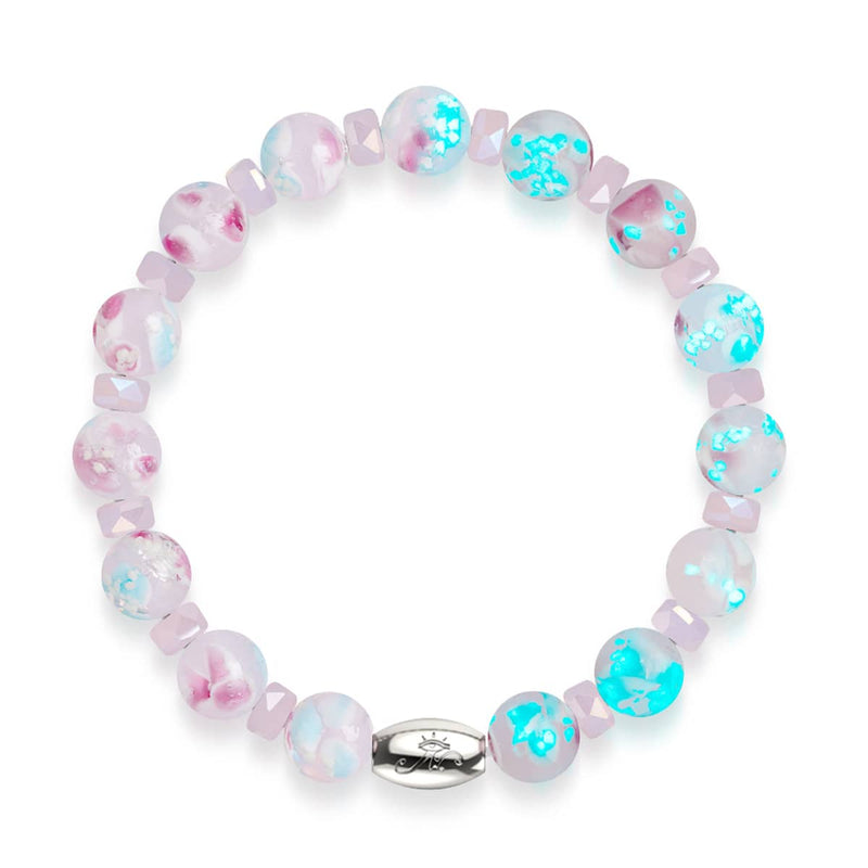 Rosa Orchidee | 925 Sterling Silber | Glühwürmchen-Glasblütenarmband