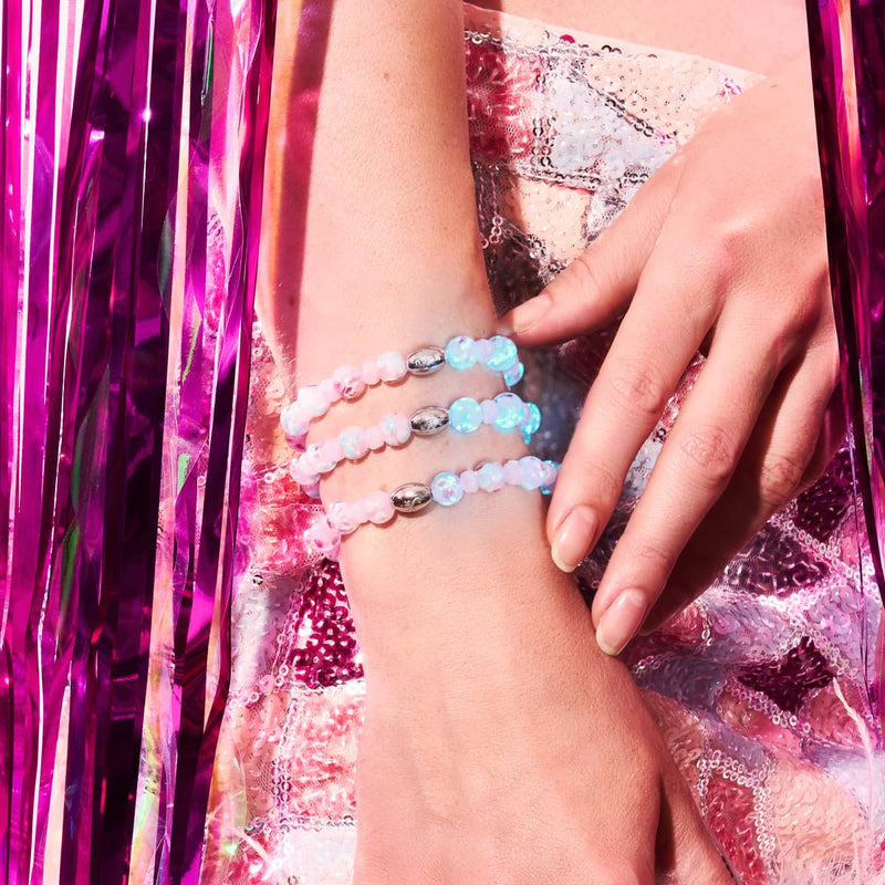 Rosa Orchidee | 925 Sterling Silber | Glühwürmchen-Glasblütenarmband