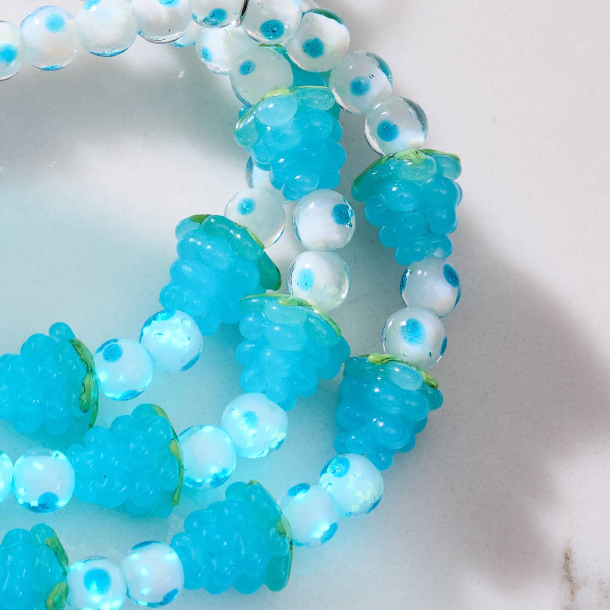 Polka Dot Blau | 925 Sterling Silber | Firefly Glas Beeren Armband