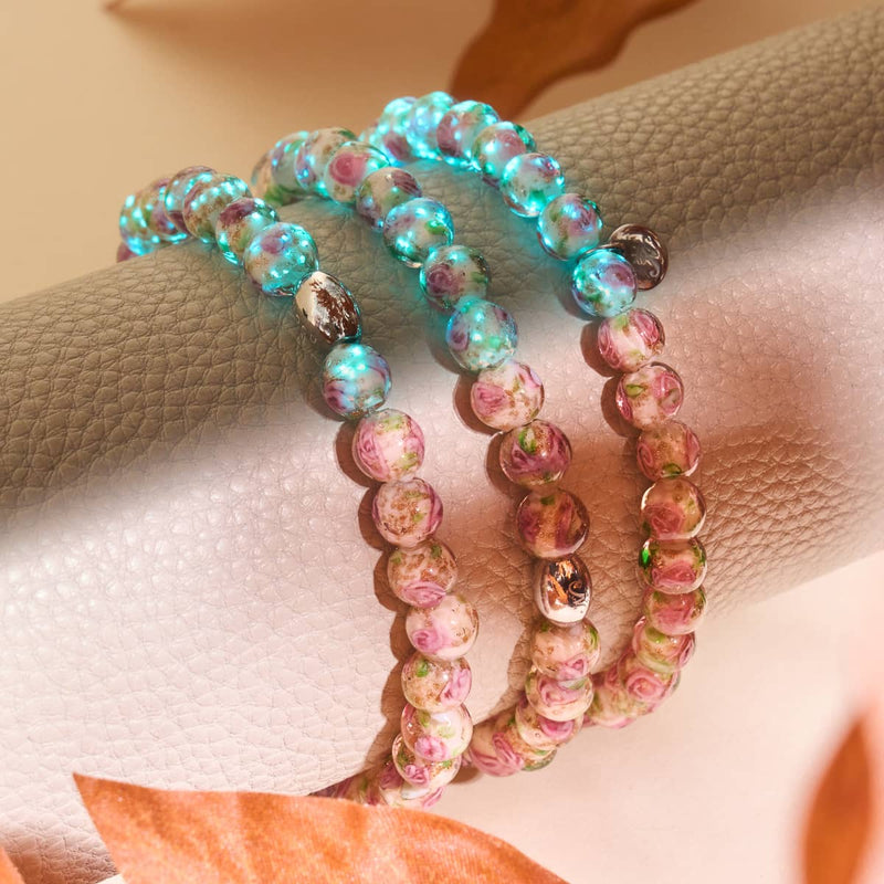 Primel | 925 Sterling Silber | Glühwürmchen-Glasgarten-Armband