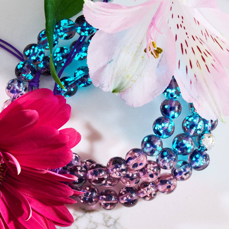 Lila Elixier | Silber | Glühwürmchen-Glas-Makramee-Armband