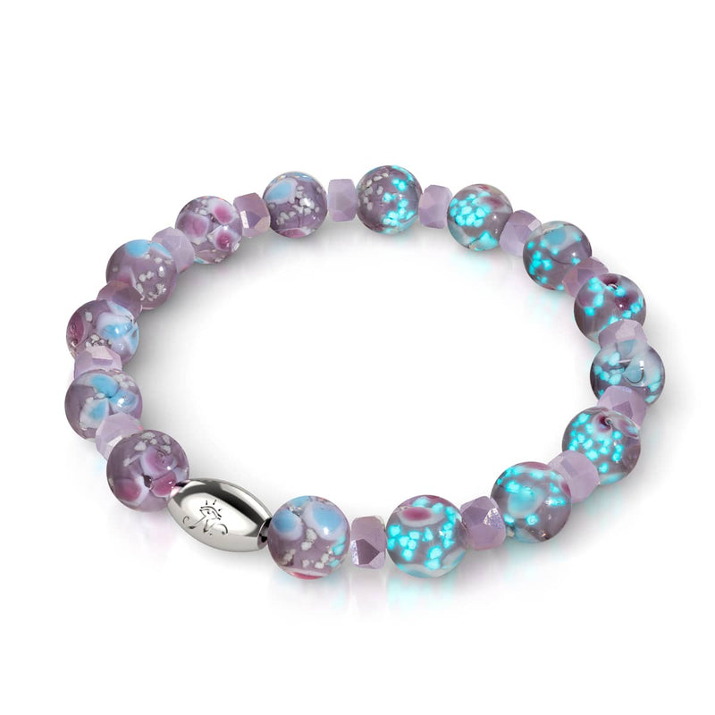 Lila Orchidee | 925 Sterling Silber | Glühwürmchen-Glasblütenarmband